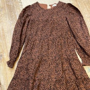 Animal print long sleeve dress for girls